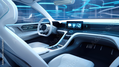 Clean and futuristic car interior design photo