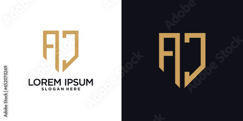 Monogram logo design initial letter a combined with shield element and creative concept