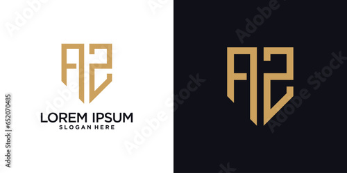 Monogram logo design initial letter a combined with shield element and creative concept