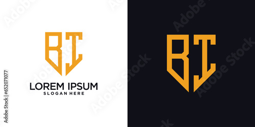 Monogram logo design initial letter b combined with shield element and creative concept