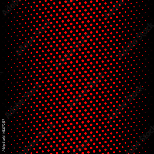 Vector abstract geometric halftone seamless pattern with dots, circles, fading spots. Extreme sport style background, urban art texture. Black and neon red texture with gradient transition effect