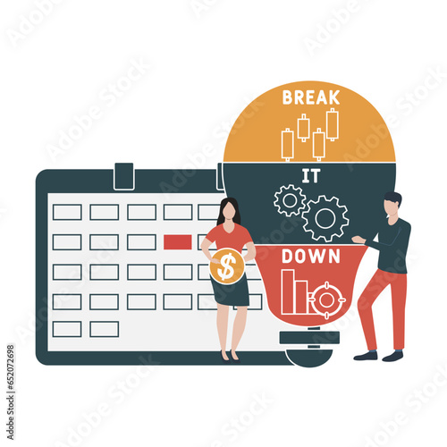 BID - Break it down acronym. business concept background.  vector illustration concept with keywords and icons. lettering illustration with icons for web banner, flyer, landing