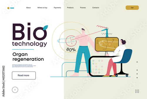 Bio Technology, Organ regeneration -modern flat vector concept illustration of a hand regenerating, futuristic technology. Metaphor of regenerative medicine and the body's ability to self-repair