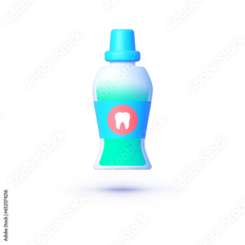 Realistic mouthwash 3d icon for medical design. Vector illustration
