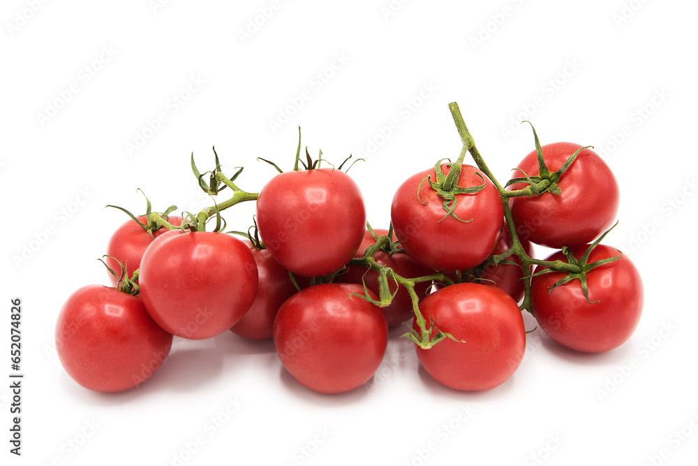 Ripe fresh organic tomatoes isolated on white background.
