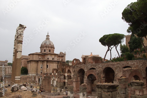 ruins of the Imperial forums in Rome in Italy