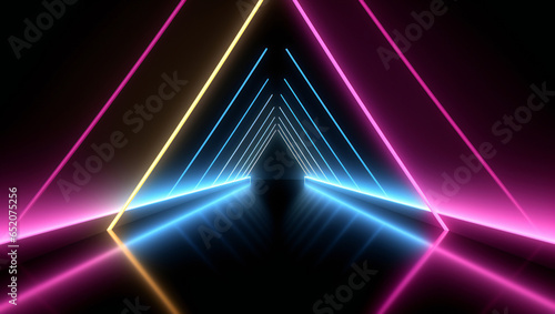 retro triangle neon futuristic sci-fi scene