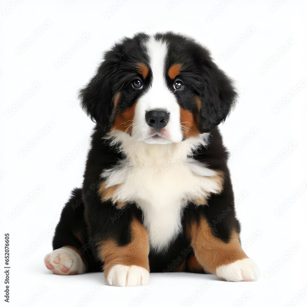 Curious Pups: Bull Terrier and Bernese Mountain Puppy's Irresistible Fuzziness, Generative AI