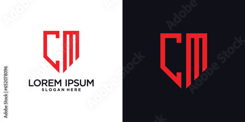 Monogram logo design initial letter c combined with shield element and creative concept