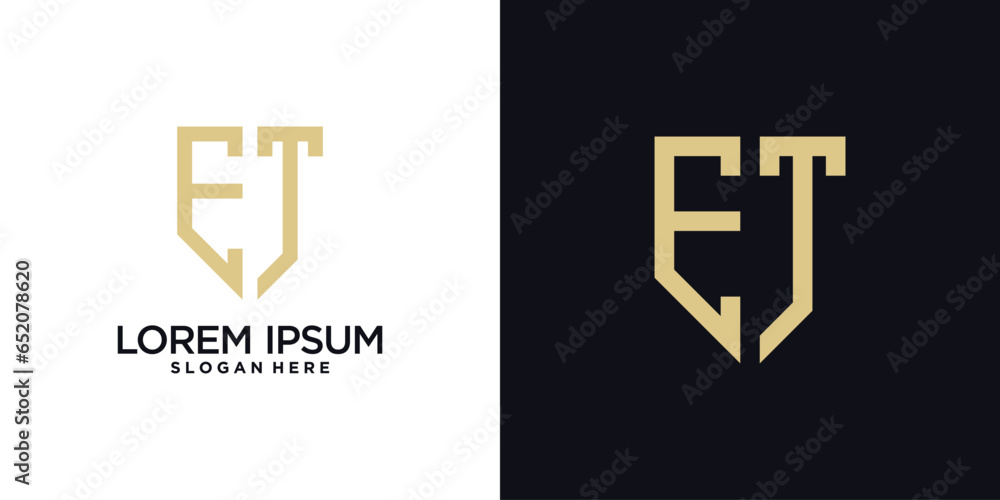 Obraz premium Monogram logo design initial letter e combined with shield element and creative concept