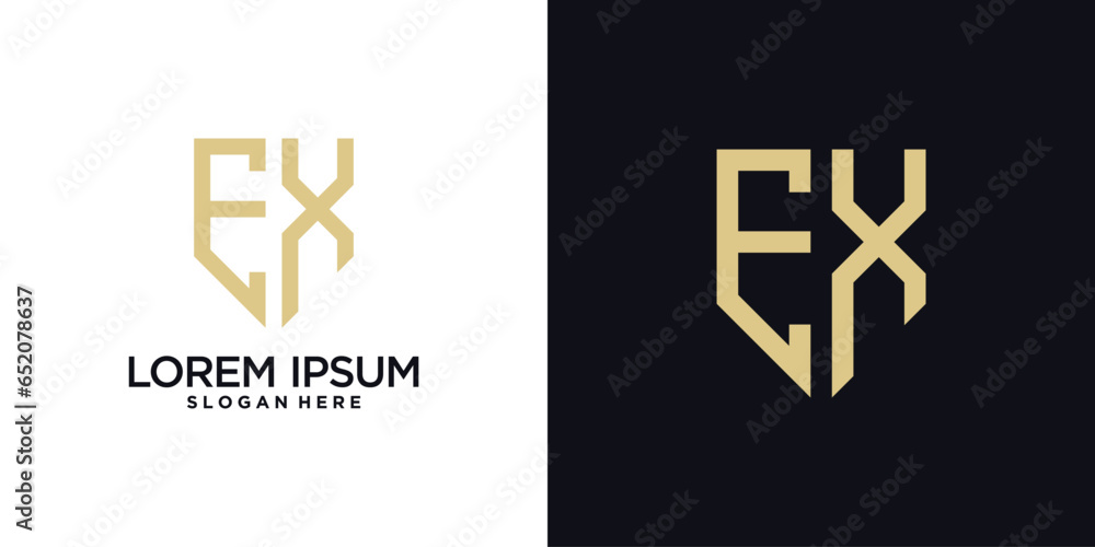 Monogram logo design initial letter e combined with shield element and creative concept Monogram logo design initial letter e combined with shield element and creative concept