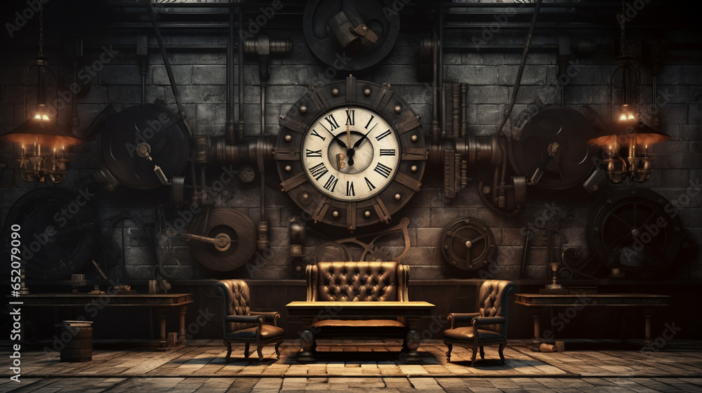 antique clock on a wall, AI Generated antique clock on a wall, AI Generated