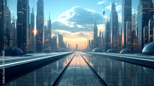 corridor in the city of the future, AI Generated photo