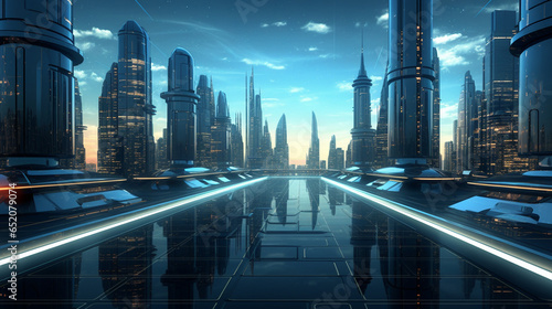 corridor in the city of the future, AI Generated photo