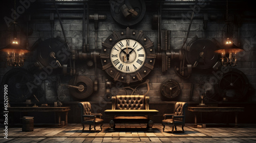 antique clock on a wall, AI Generated