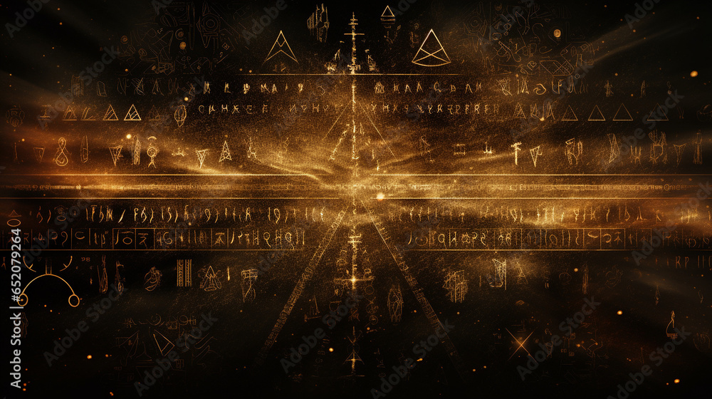 mystical runes background, AI Generated - obrazy, fototapety, plakaty 