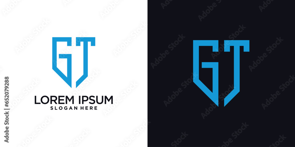 Obraz premium Monogram logo design initial letter g combined with shield element and creative concept