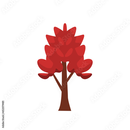 Simple red tree vector illustration, isolated on white background