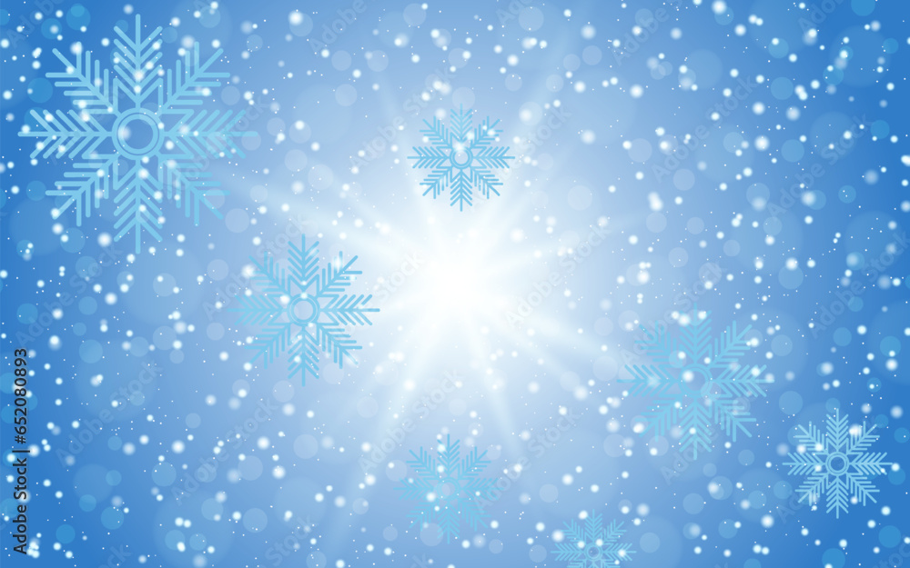 Christmas and New Year winter style vector background with stars, snowflakes and bokeh effect. Design template for banner, flyer, invitation card, poster, coupon, voucher Christmas and New Year winter style vector background with stars, snowflakes and bokeh effect. Design template for banner, flyer, invitation card, poster, coupon, voucher