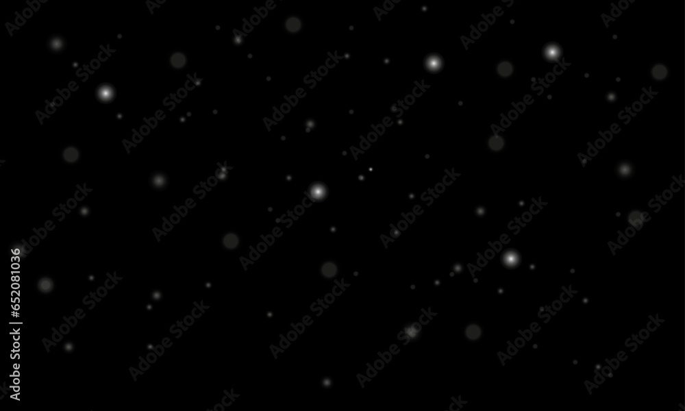 Winter Sternenhimmel mit Schnee und Sternen auf schwarzem Hintergrund