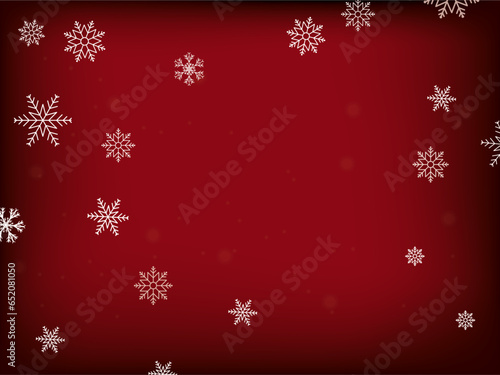 Weihnachten Hintergrund mit Schneeflocken und Schnee auf rotem Hintergrund