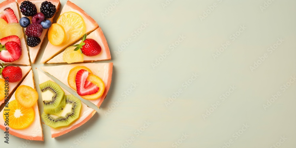 Fruit pizza on the table with copy space Fruit pizza on the table with copy space