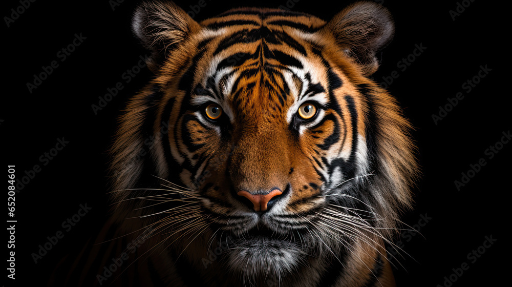 Portrait of a Tiger with a black background - obrazy, fototapety, plakaty 