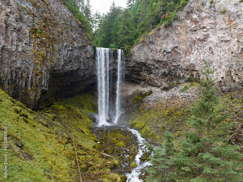 Found on the eastern slopes of Mt. Hood  Oregon  the impressive Tamawanas Falls drops over 150 feet into a gorgeous forest. Not far from Portland  this is one of Oregon s most splendid waterfalls.  