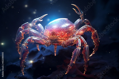 crab on blue background, Generative AI
