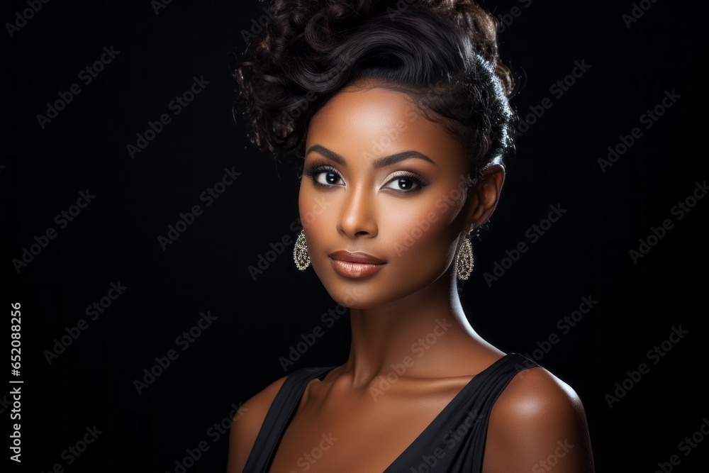Portrait of African American woman close-up with selective focus Portrait of African American woman close-up with selective focus