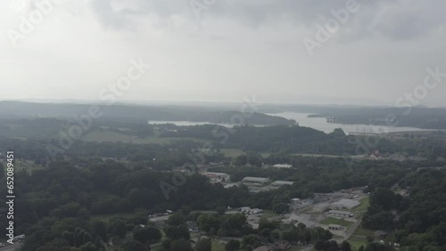 Aerial shot of an Urban town in middle America