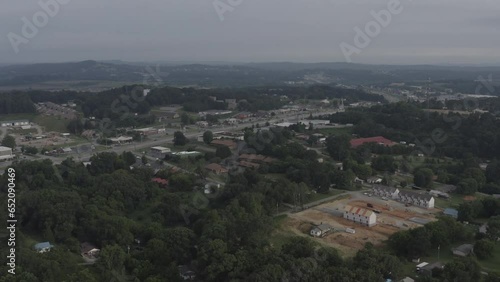 Aerial shot of an Urban town in middle America