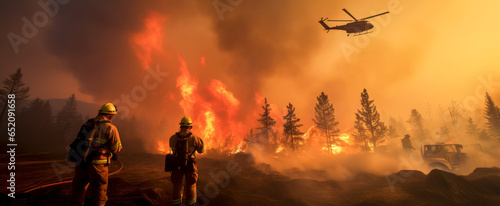 Firefighters fighting a forest fire