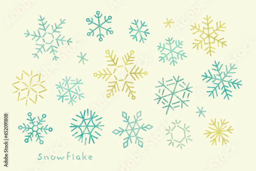 手描き風雪の結晶セット