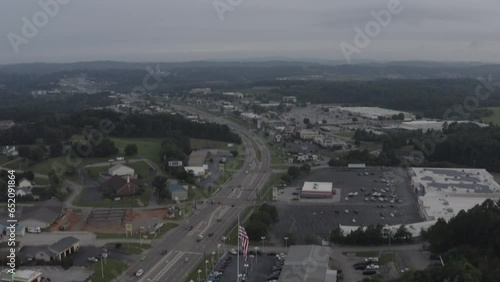 Aerial shot of an Urban town in middle America