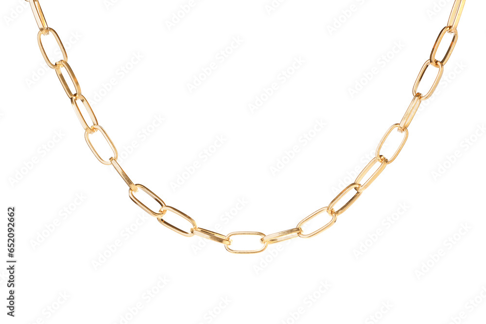 One metal chain isolated on white. Luxury jewelry - obrazy, fototapety, plakaty 