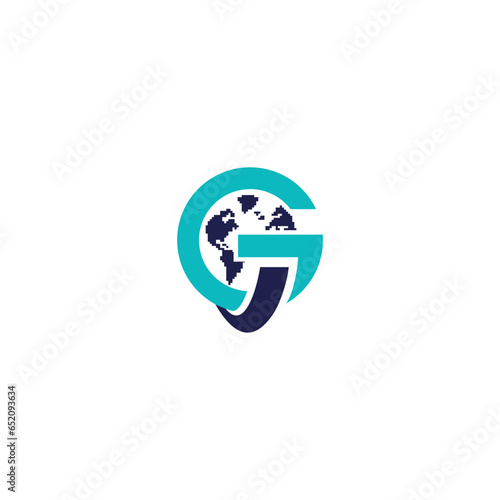 Letter G Global Logo Concept With Moving World Icon