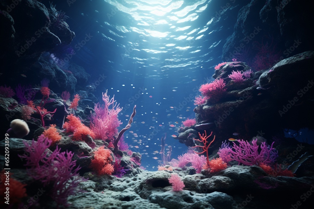 underwater scene with coral reef, Generative AI