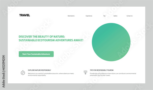 ecotourism landing page. menu. shapes. gradient.