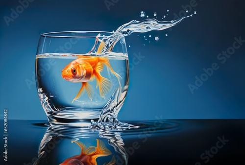 Wallpaper Mural Goldfish jumping out of the water, red fish in an aquarium
