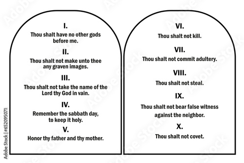 Two tablets with the ten commandments. Vector illustration. EPS 10.