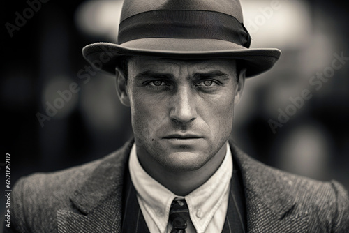 Elegance of an Era. A Classic 1920s and 1930s Gentleman's Portrait. AI Generative.

 photo