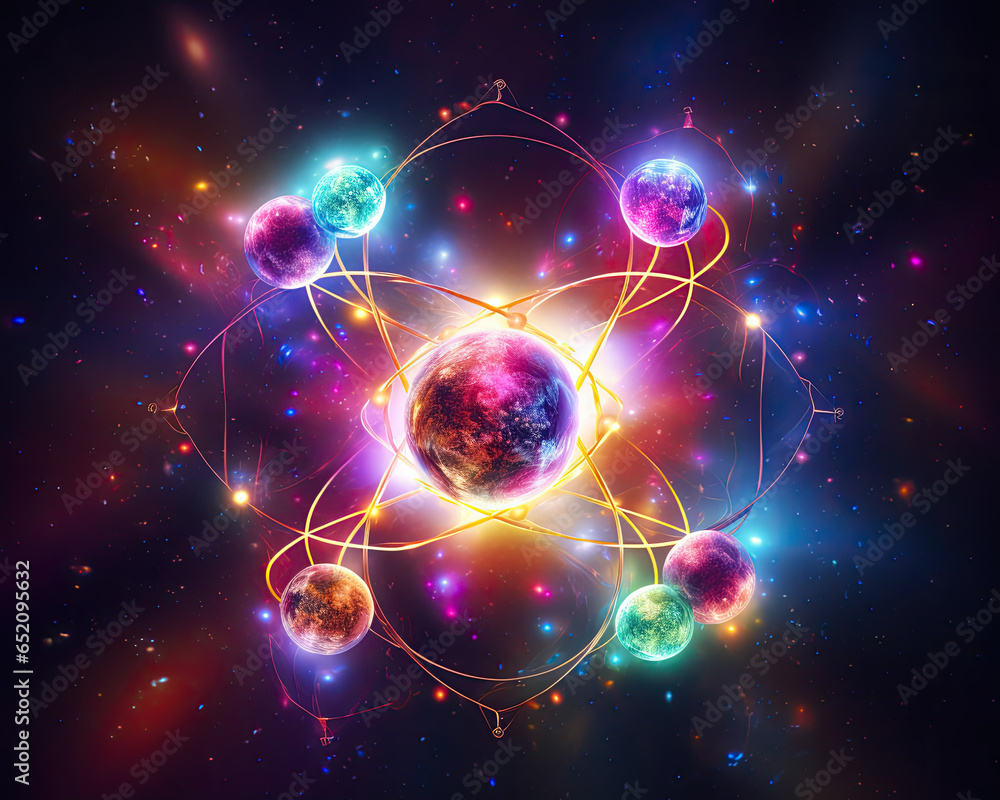 Obraz premium Glowing Atom Orbs in Cosmic Harmony