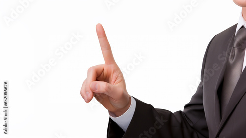 businessman hand gesture with index finger up, symbol of lifting something, ai