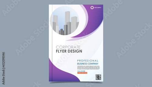 Business flyer layout template in A4 size. Modern Brochure template cover design, annual report, poster with geometric and wavy lines for business promotion on white background, vector illustration 