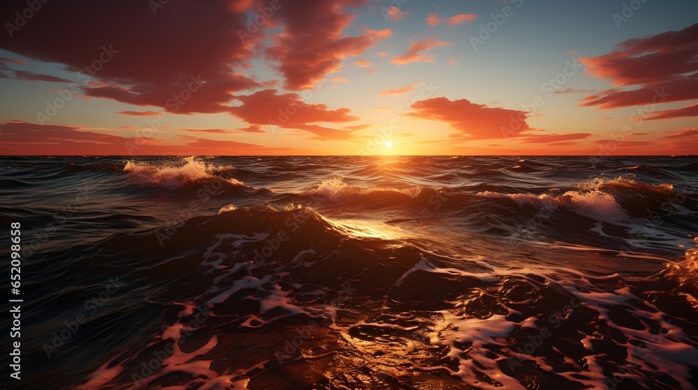 Golden Ripples: Mesmerizing Ocean Waves Kissing the Sun's Last Light