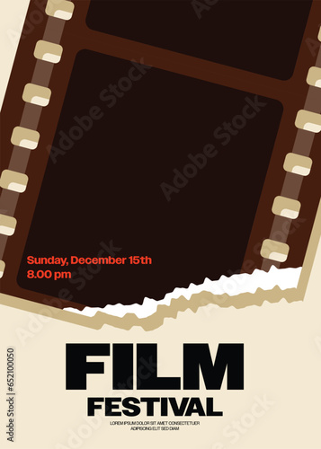 Movie and film festival poster template design background modern vintage retro style
