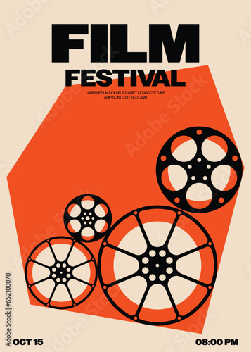 Movie and film festival poster template design background modern vintage retro style