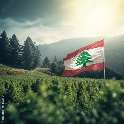 Lebanese Flag in a Field