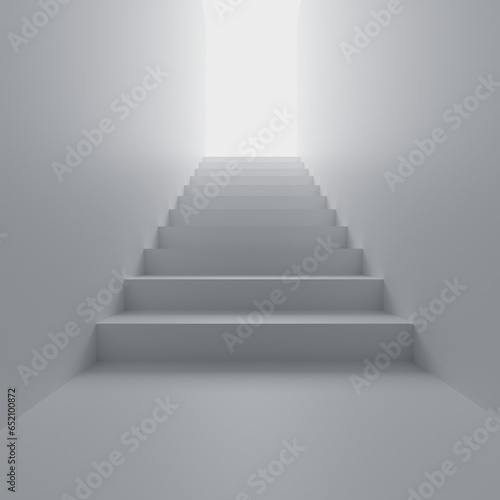 3d illustration mockup white stair 